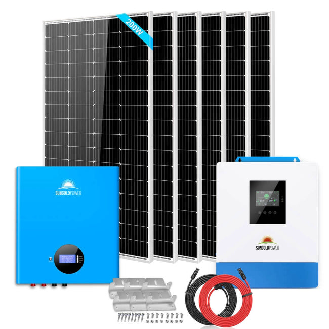 OFFGRID SOLAR KIT 5000W 48VDC 120V 512KWH POWERWALL BATTERY 6 X 200 WATTS SOLAR PANELS SGM5K5E primary product showcase highlighting key features and benefits for professional emergency preparedness applications