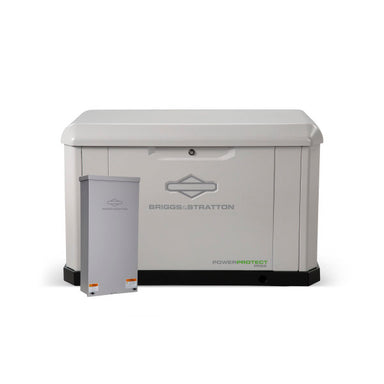 Briggs and Stratton PowerProtect™ 26kW Home Standby Generator with DUAL 200Amp Automatic Transfer Switch primary product showcase highlighting essential features for automatic residential backup power