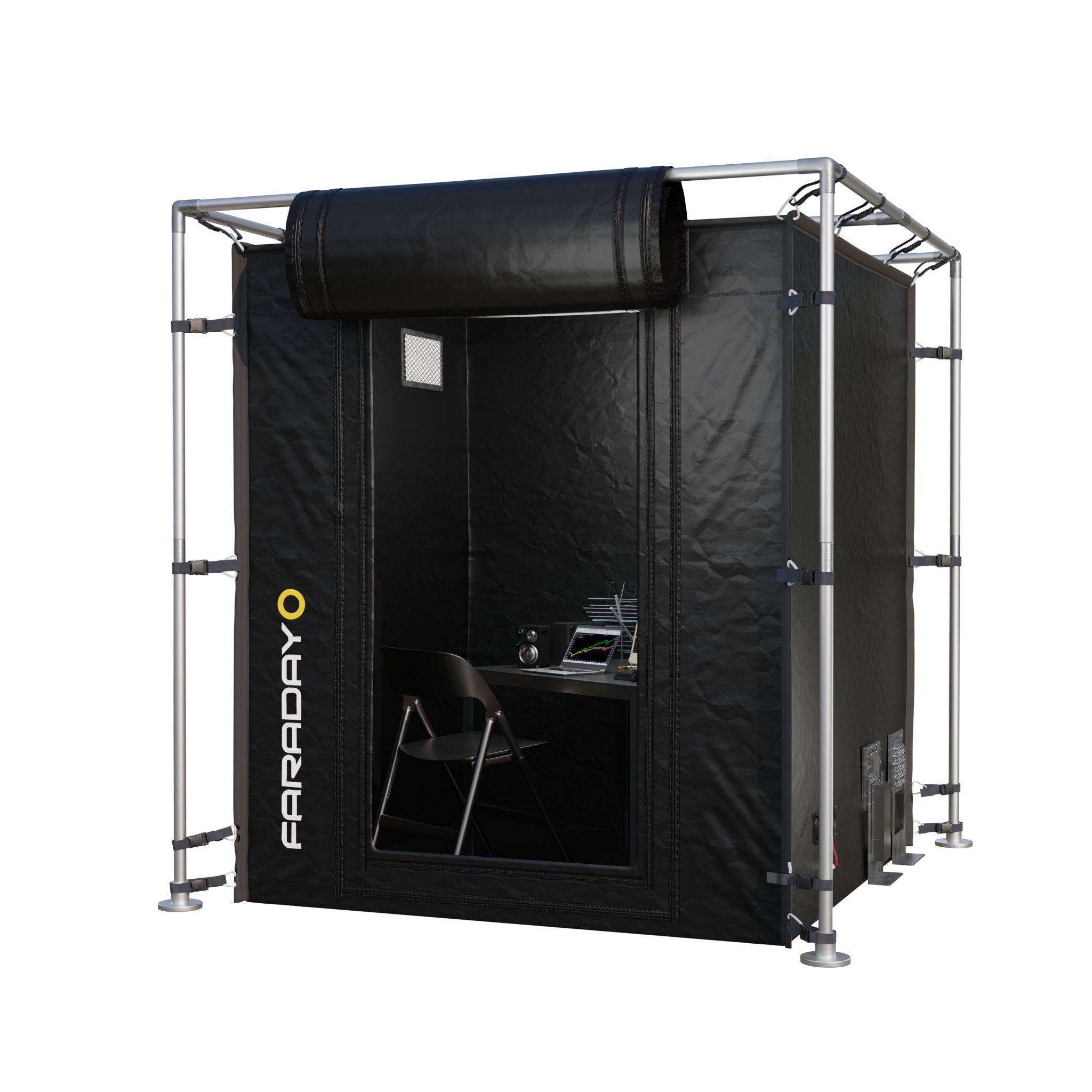 Large Faraday Tent LX Black RFEMI Shielding Enclosure Room 7 x 7 x 65 primary product showcase highlighting key features and benefits for electromagnetic pulse protection and security