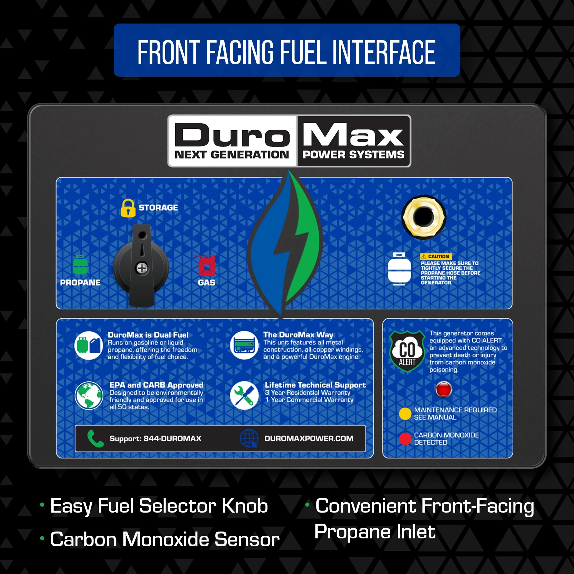 DuroMax XP13000HX 13000 Watt Dual Fuel Portable HX Generator w CO Alert supplementary technical documentation with detailed specifications for mobile emergency power generation