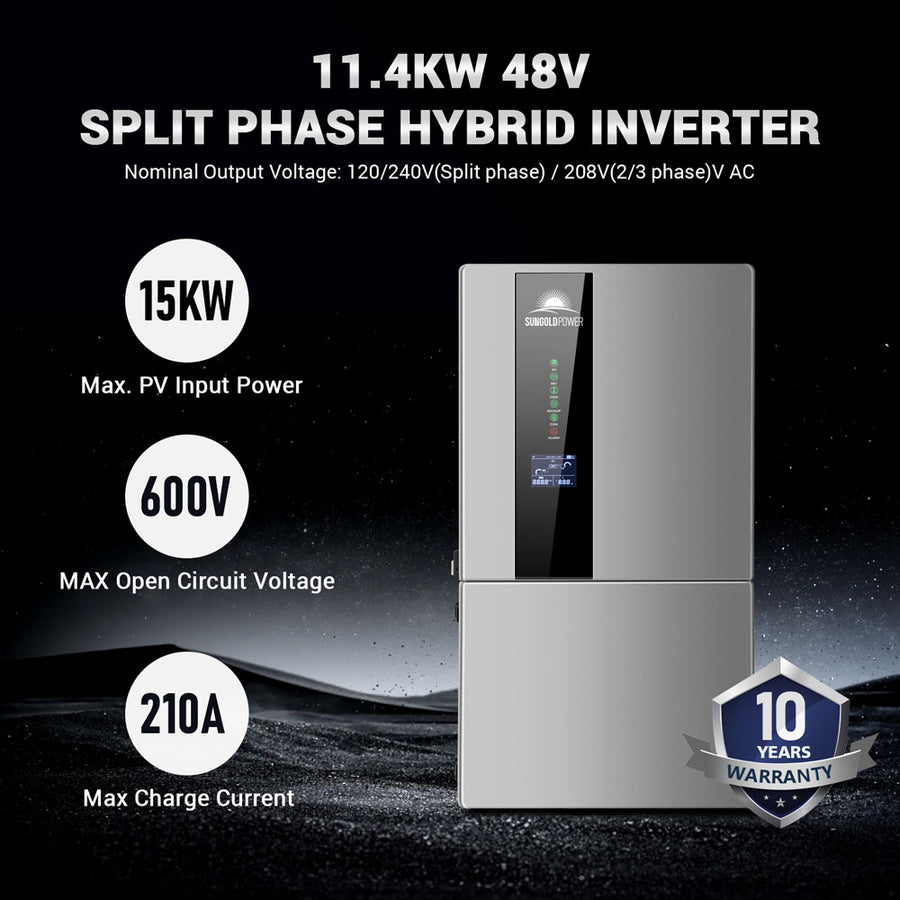 SungoldPower 7.6KW/11.4KW Hybrid Inverter - Reliable Power for Preppers