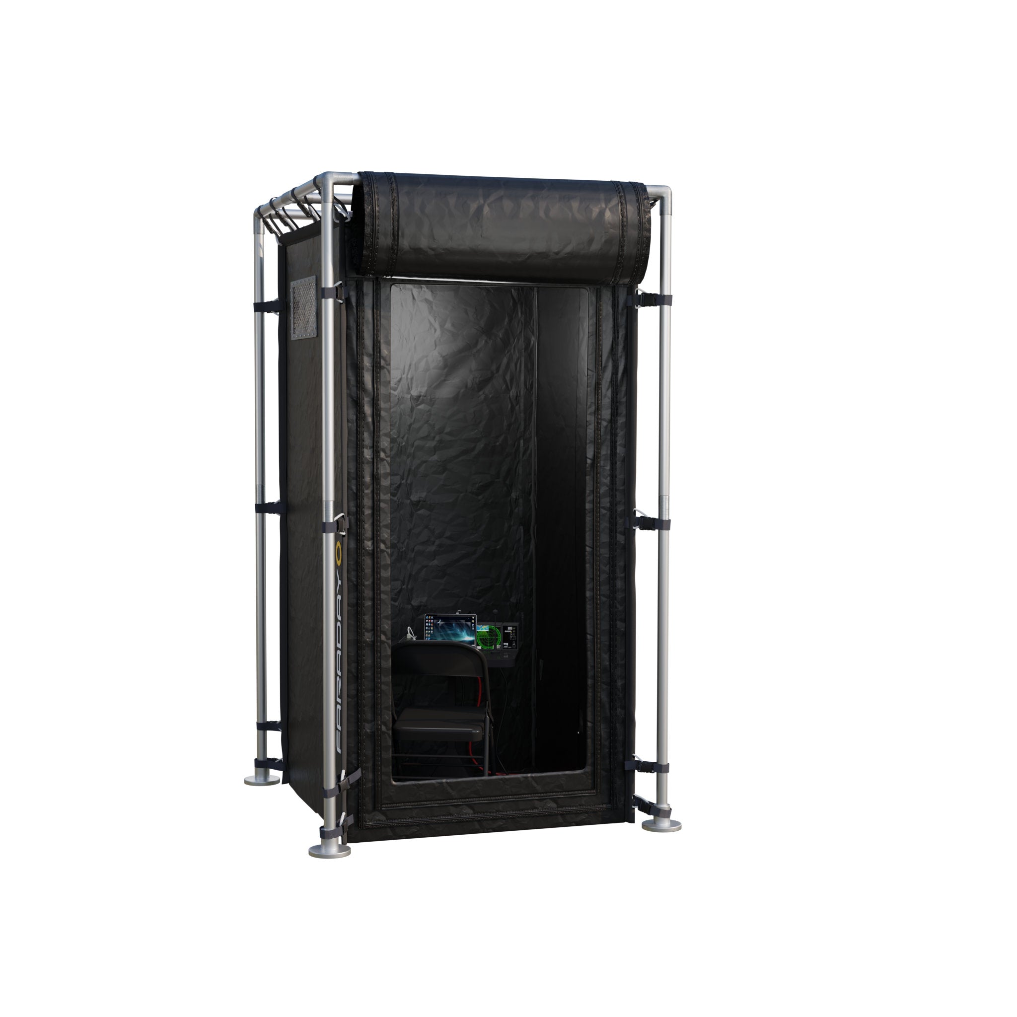 Small Faraday Tent LX Black RFEMI Shielding Enclosure Room 4 x 4 x 65 supplementary technical documentation with detailed specifications for electromagnetic pulse protection