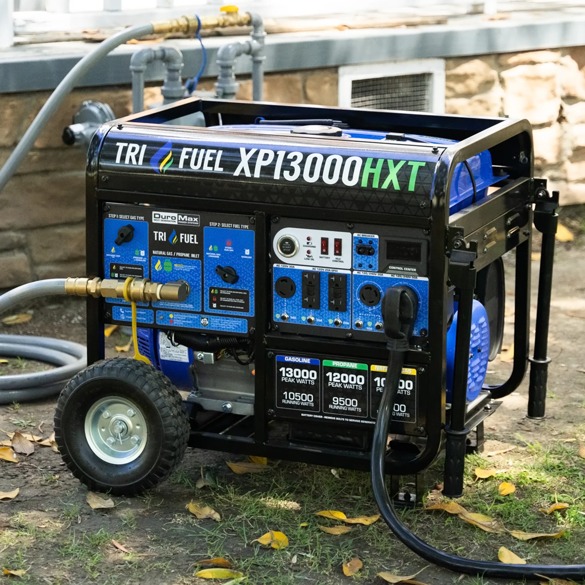 DuroMax XP13000HXT 13000 Watt Tri Fuel Portable HXT Generator w CO Alert supplementary technical documentation with detailed specifications for mobile emergency power generation