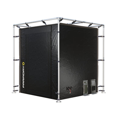 Large Faraday Tent LX Black RFEMI Shielding Enclosure Room 7 x 7 x 65 detailed construction view demonstrating superior engineering for electromagnetic pulse protection and security