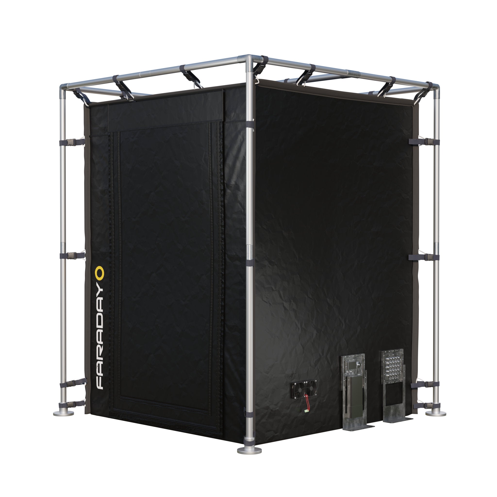 Medium Faraday Tent LX Black RFEMI Shielding Enclosure Room 6 x 6 x 65 operational configuration showing practical implementation for electromagnetic pulse protection and security