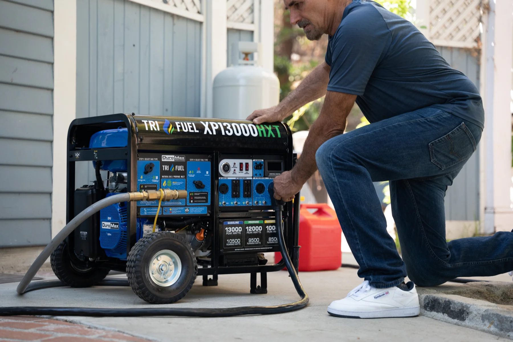 DuroMax XP13000HXT 13000 Watt Tri Fuel Portable HXT Generator w CO Alert precision manufacturing detail with quality construction for mobile emergency power generation