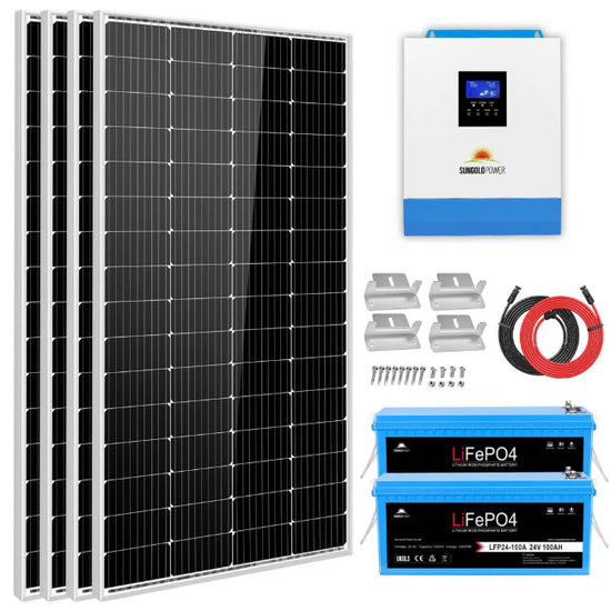 SOLAR SYSTEM 3000W 24V INVERTER 120V OUTPUT LITHIUM BATTERY 800 WATT SOLAR PANEL SGKT-3PRO