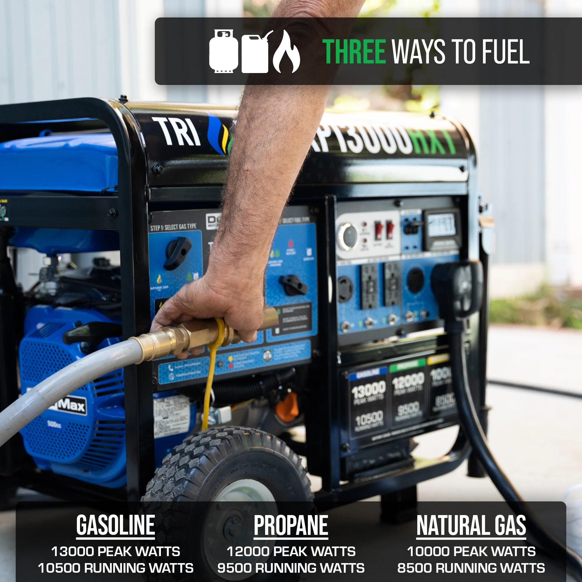 DuroMax XP13000HXT 13000 Watt Tri Fuel Portable HXT Generator w CO Alert supplementary technical documentation with detailed specifications for mobile emergency power generation