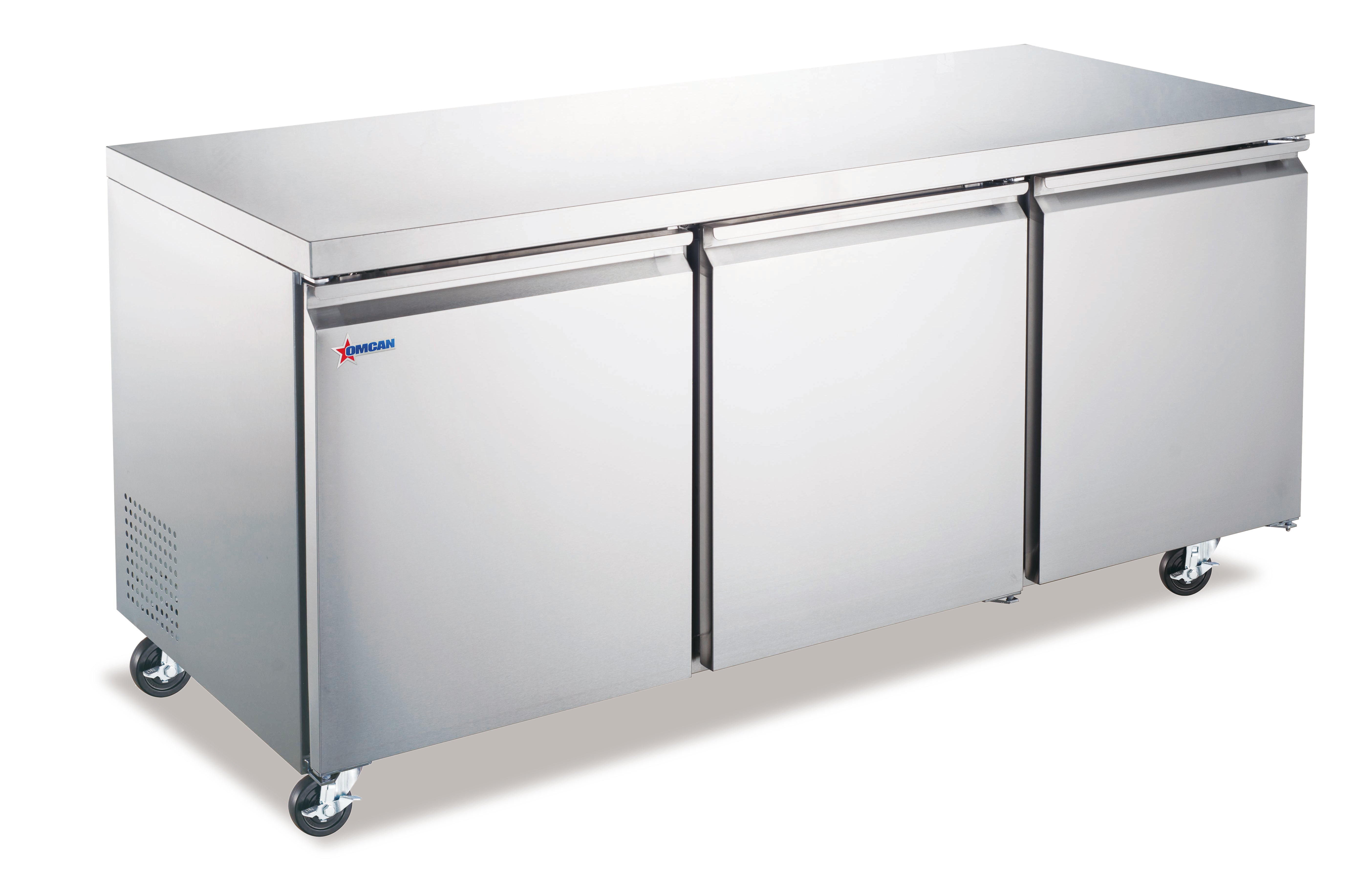 72 Wide Professional Grade Undercounter Three Doors Refrigerator 155 cuft 440 Liters Capacity primary product view showcasing key design features for commercial-grade food preservation