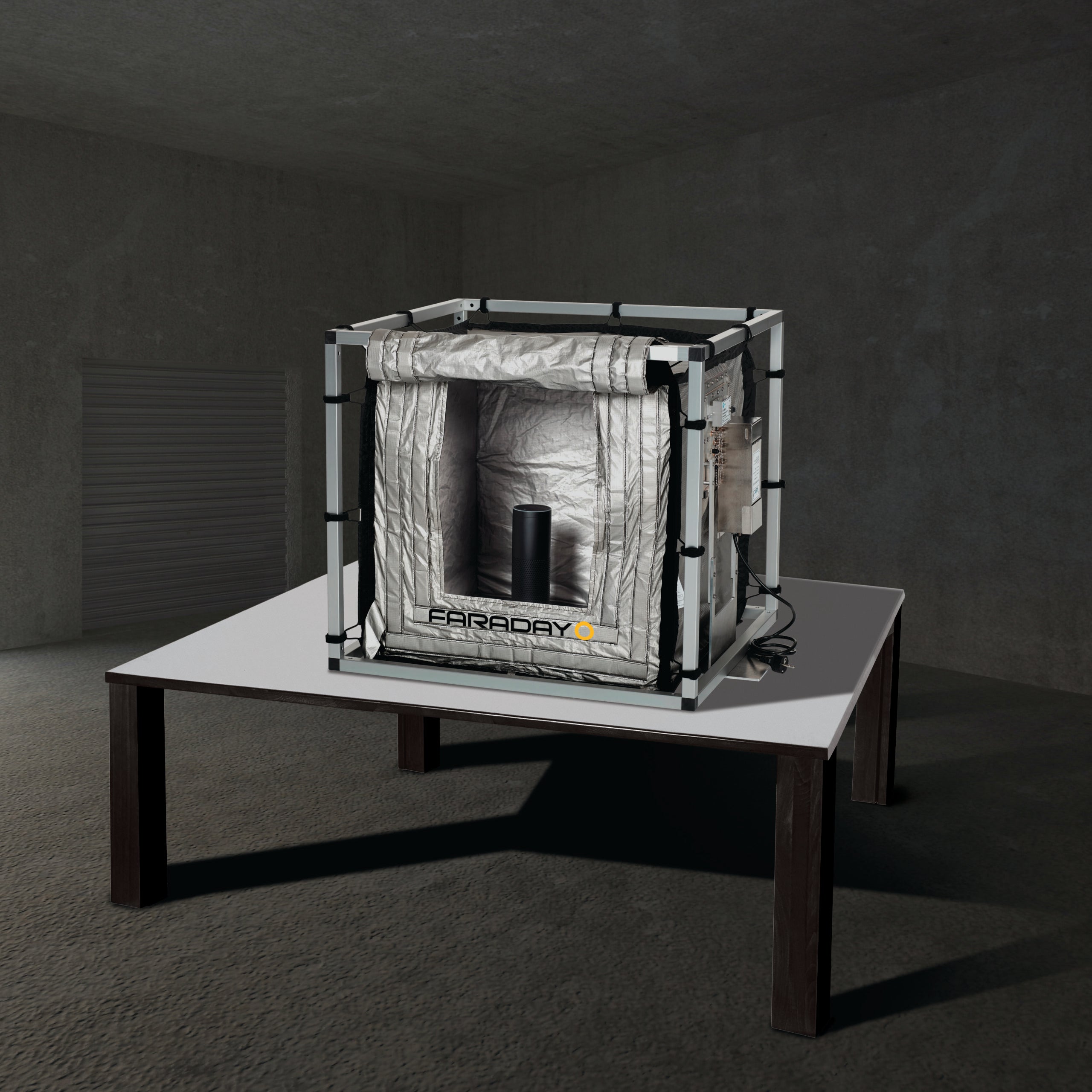 Large Faraday Tabletop Enclosure 4 x 4 x 4 precision manufacturing detail with quality construction for electromagnetic pulse protection and security
