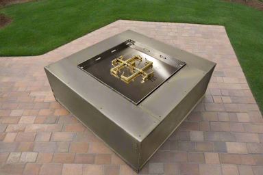 Unfinished Warming Trends 60"x60" Square Ready to Finish Fire pit Kit 290,000 BTU CROSSFIRE® Burner outside