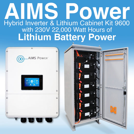 AIMS Power KIT - Hybrid Inverter & Lithium Battery Cabinet – 9.6 kW Output 15 kW Solar Capacity | 22,114 Watt Hours Battery Cabinet