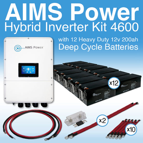 AIMS Power KIT Hybrid Inverter Charger & AGM Battery Bank 4.6 kW Inverter Output | 200 Amp Stored Battery Power