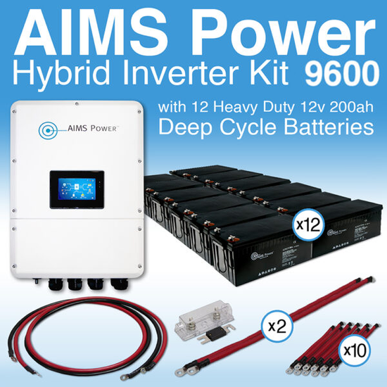 KIT Hybrid Inverter Charger & Battery Bank 9.6 kW Inverter Output | 200 Amp Stored Battery Power