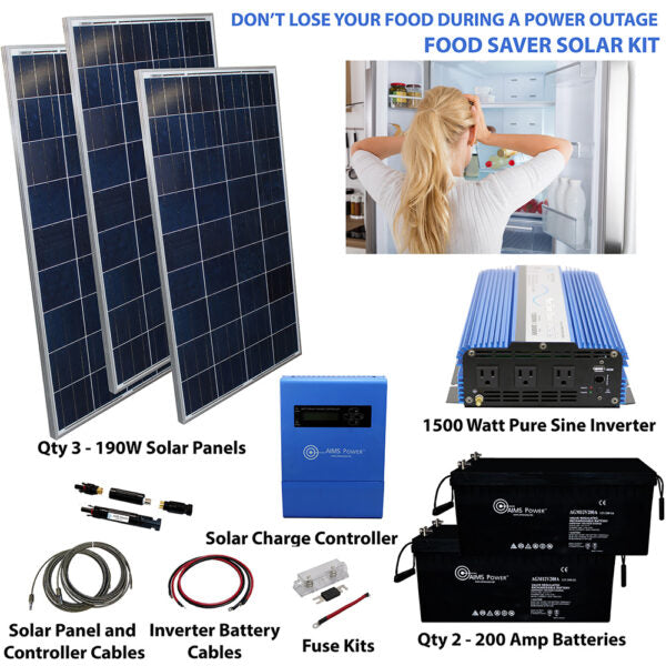 AIMS Power 570W Solar Kit with 1500W Pure Sine Inverter - Off-Grid Power Solution