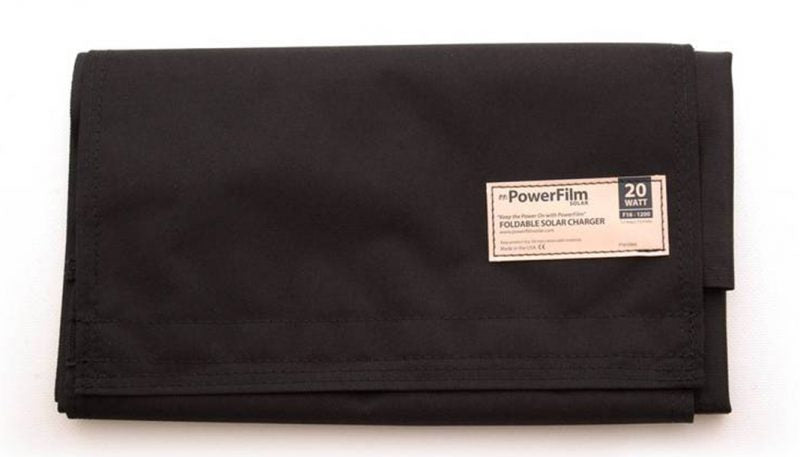 Top view of folded PowerFilm 20W Foldable Solar Solar Panel