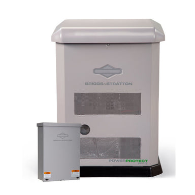 Briggs and Stratton PowerProtect™ 13kW Home Standby Generator with 100Amp 16Circuit Transfer Switch primary product showcase highlighting essential features for automatic residential backup power