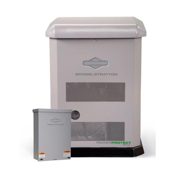 Briggs and Stratton PowerProtect™ 13kW Home Standby Generator with 100Amp 16Circuit Transfer Switch primary product showcase highlighting essential features for automatic residential backup power