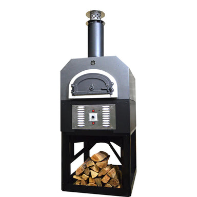 Chicago Brick Oven CBO-750 Mobile Stand Hybrid Liquid Propane and Wood Fired Pizza Oven in Silver Vein - professional outdoor cooking equipment for emergency preparedness and off-grid cooking