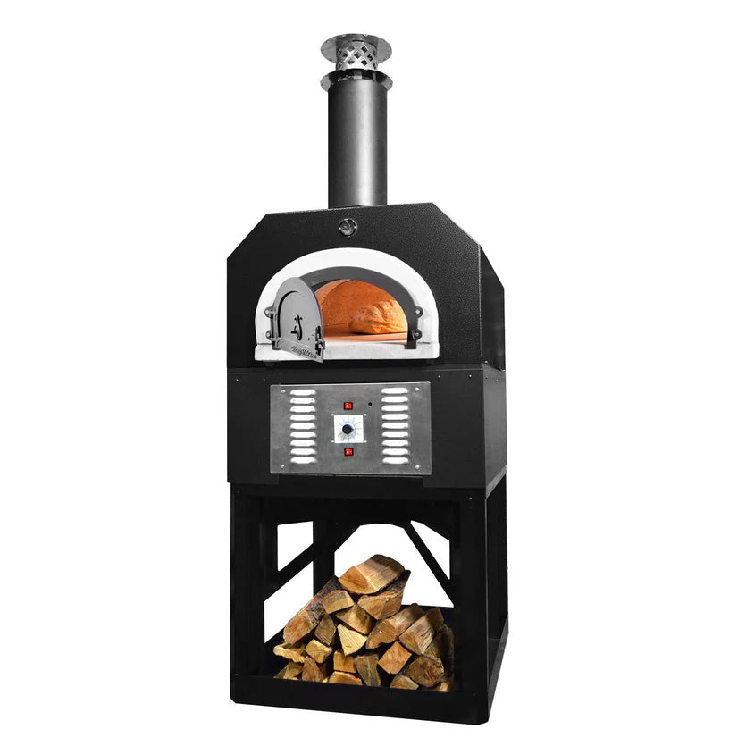 Chicago Brick Oven CBO-750 Mobile Stand Hybrid Liquid Propane and Wood Fired Pizza Oven in Solar Black - professional outdoor cooking equipment for emergency preparedness and off-grid cooking