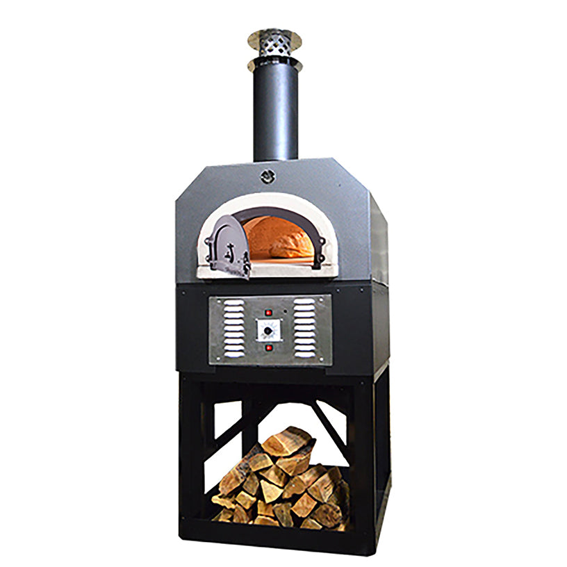 Chicago Brick Oven CBO-750 Mobile Stand Hybrid Liquid Propane and Wood Fired Pizza Oven in Stainless Steel - professional outdoor cooking equipment for emergency preparedness and off-grid cooking