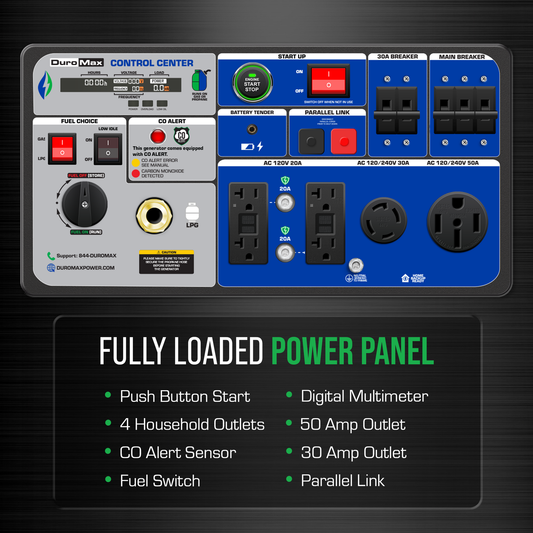 DuroMax XP9500iH 9,500 Watt Portable Dual Fuel Inverter Generator