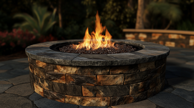 Finished Warming Trends 42" External Diameter Circular Ready to Finish Fire Pit Kit 120,000 BTU CROSSFIRE® Burner