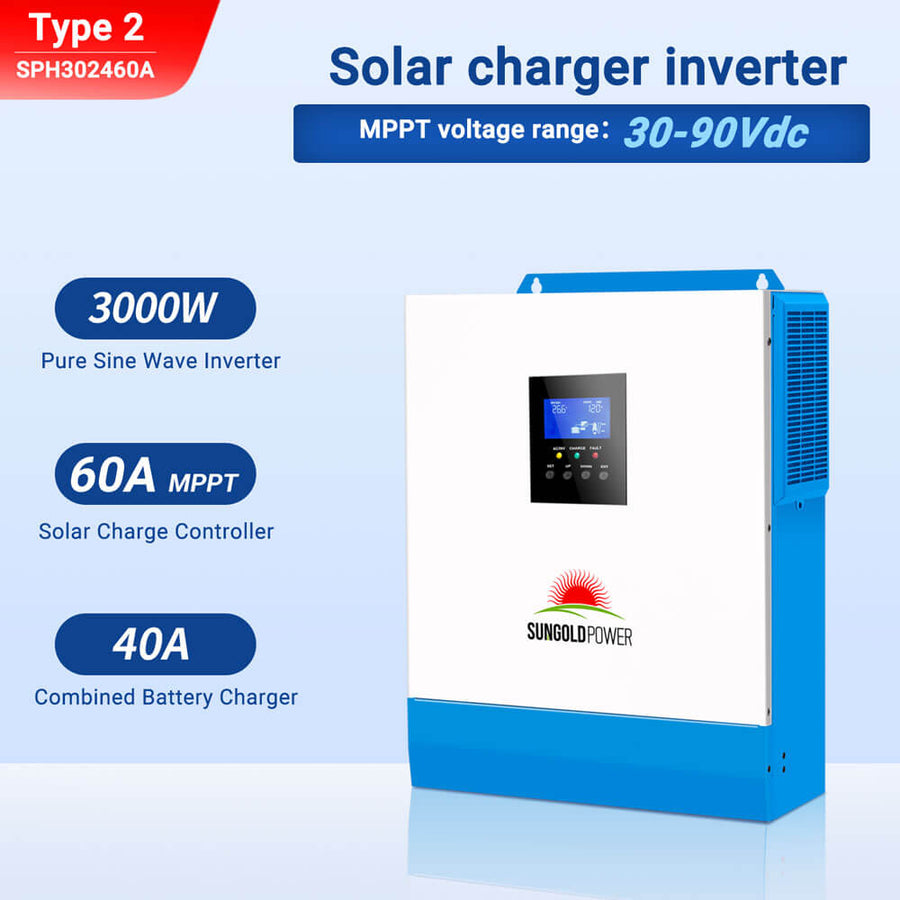 SungoldPower 3000W 24V Solar Inverter Charger - For up to 1600W of Solar Input