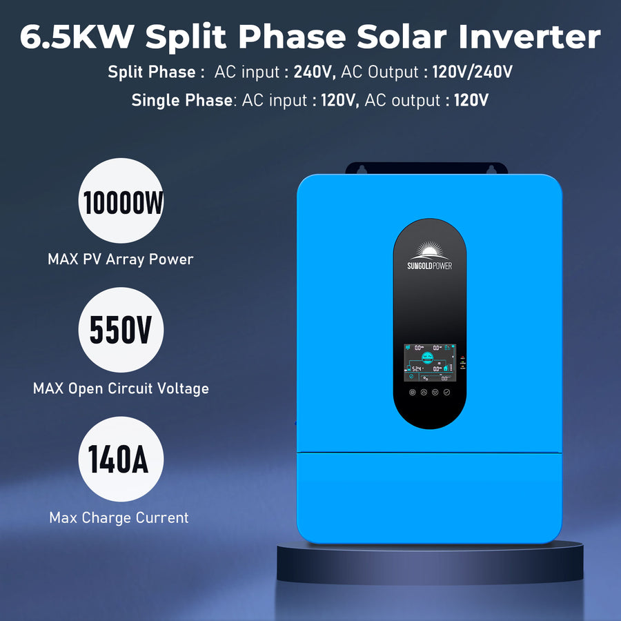 SungoldPower 6.5KW 48V Split Phase Solar Inverter SPH6548P - Reliable Off-Grid Power Solution