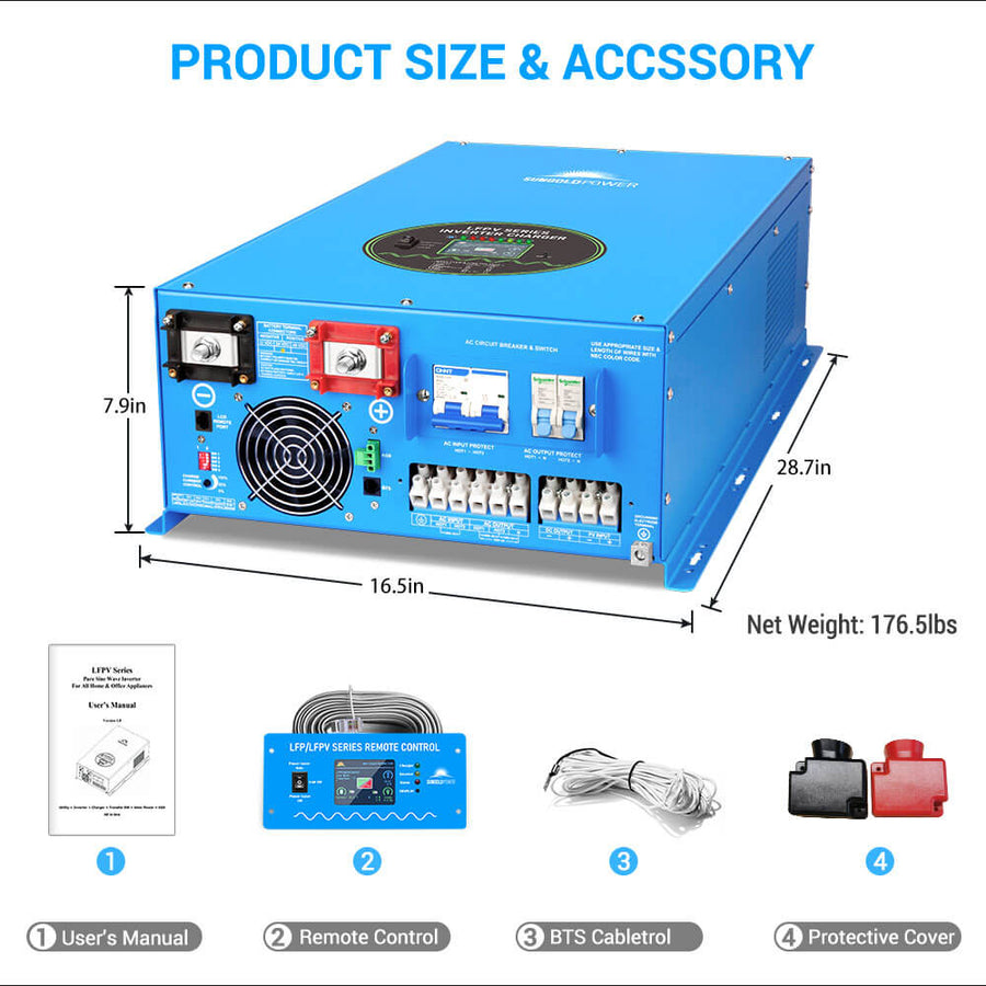 SungoldPower 15000W 48V Split Phase Pure Sine Wave Inverter Charger