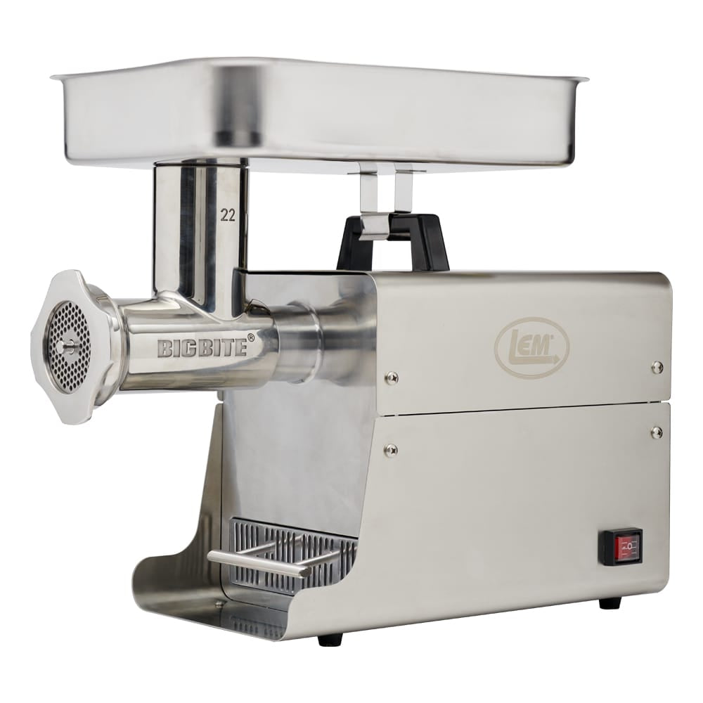 LEM DualGrind BigBite #22 Meat Grinder 1 HP stainless with tray