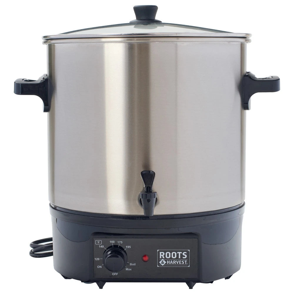 Roots and Harvest 27-liter electric water bath canner with spigot and glass lid