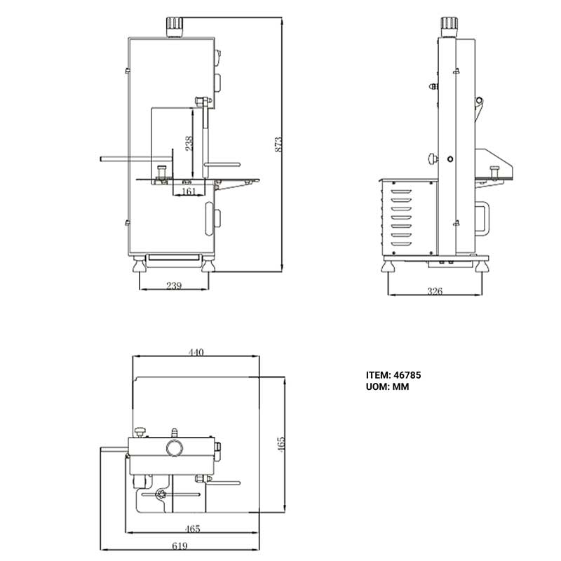 Omcan All Stainless Steel Tabletop Meat Processing Band Saw with 65″ Blade Length and 1 HP Motor