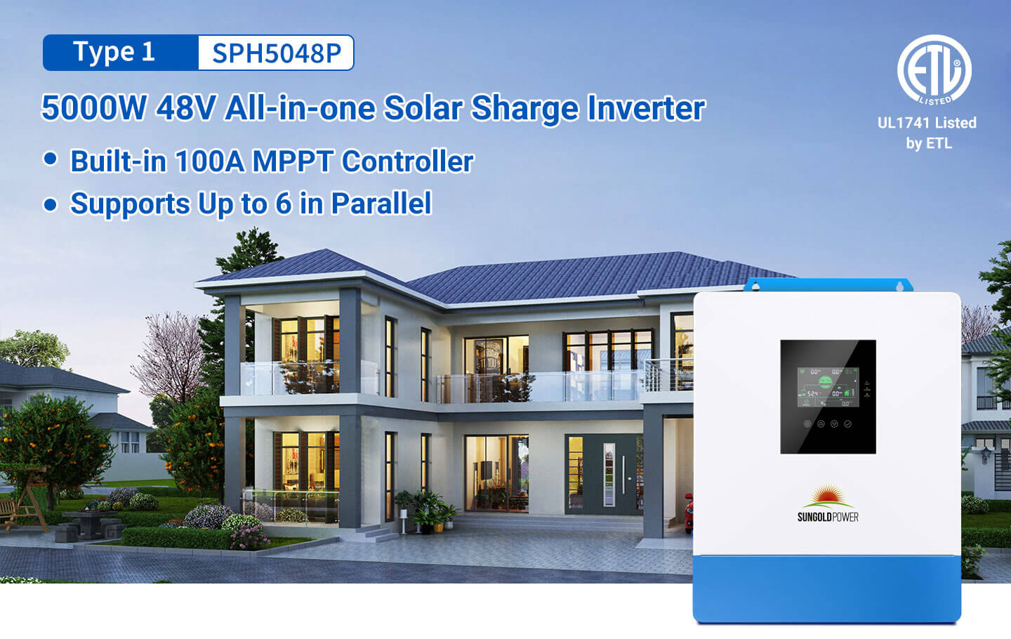 SungoldPower Pure Sine Wave 5000W 48V Solar Charger Inverter - Reliable Energy Solution for Preppers