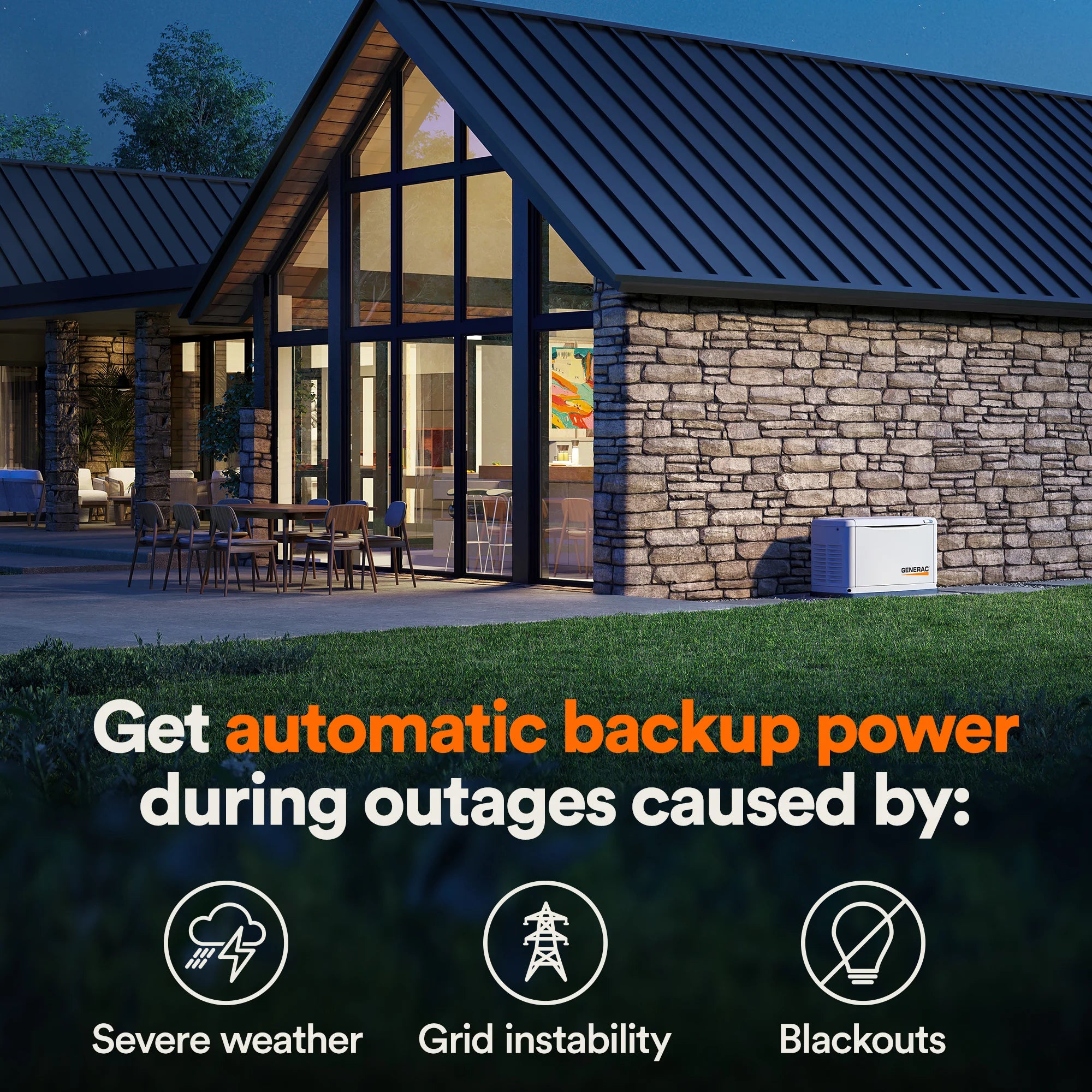Generac 7291 - 26/22.5kW Guardian Air-Cooled Generator with 200A SE ATS