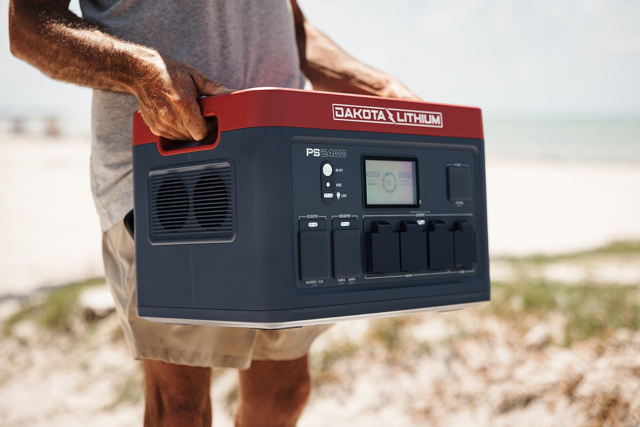 Dakota Lithium PS2400 Portable Power Station Reliable OffGrid Energy technical component view with connection specifications for professional emergency preparedness applications