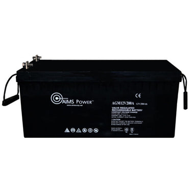AGM 12V 200Ah Deep Cycle Battery Heavy Duty Reliable Power for Preppers detailed construction angle highlighting build quality for reliable deep-cycle power storage