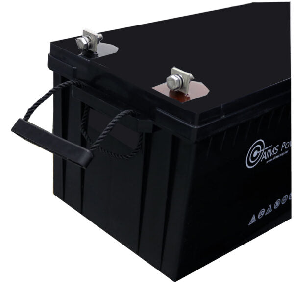 AGM 12V 200Ah Deep Cycle Battery Heavy Duty Reliable Power for Preppers close-up view of critical components and connections for reliable deep-cycle power storage