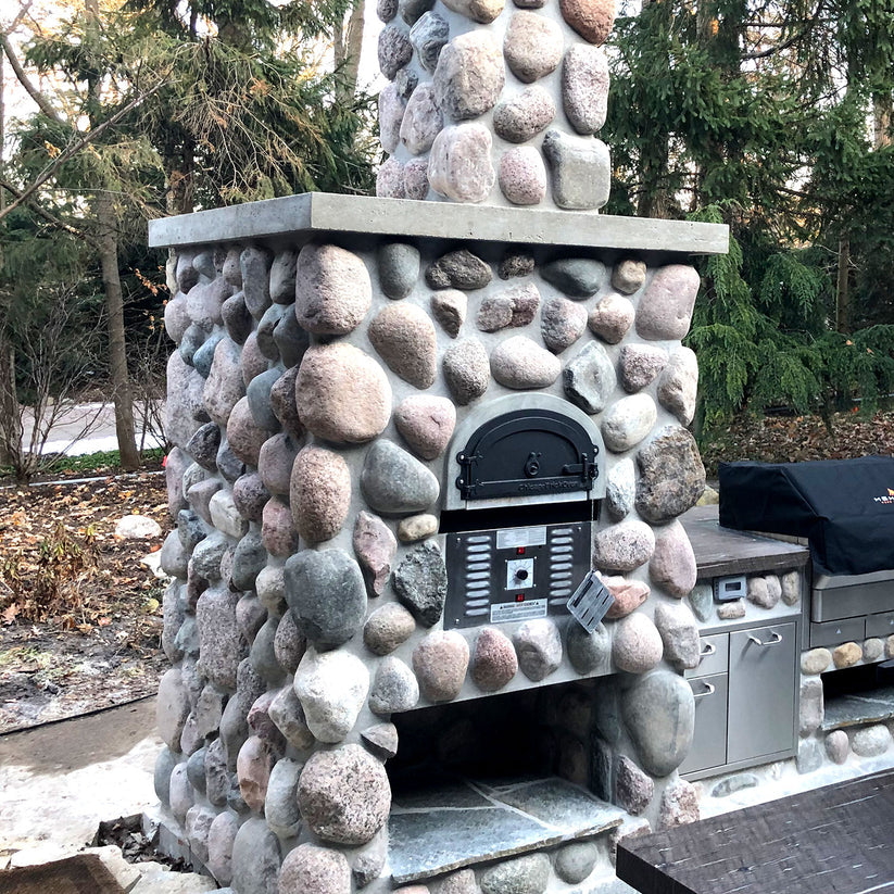 CBO 750 Hybrid Pizza Oven DIY Kit DualFuel Wood or Natural Gas for Perfect Pizzas supplementary technical view with additional specifications for authentic artisan outdoor cooking