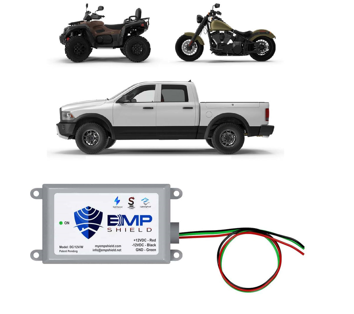 EMP Shield for Automobiles EMP Lightning Protection for Vehicles DC12VW primary product showcase highlighting key features and benefits for electromagnetic pulse protection and security