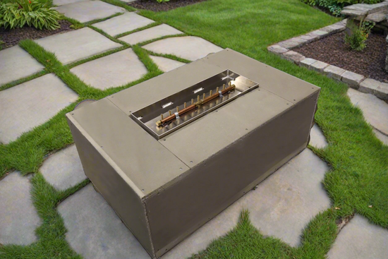 Warming Trends 48"x30" Rectangular Ready to Finish Fire pit Kit with 110,000 BTU Linear CROSSFIRE® Burner and WATERSTOP® Fitting