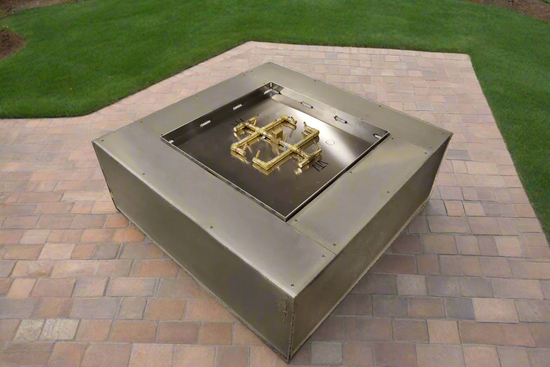 Warming Trends 60"x60" Square Ready to Finish Fire pit Kit 290,000 BTU CROSSFIRE® Burner and WATERSTOP® Fitting