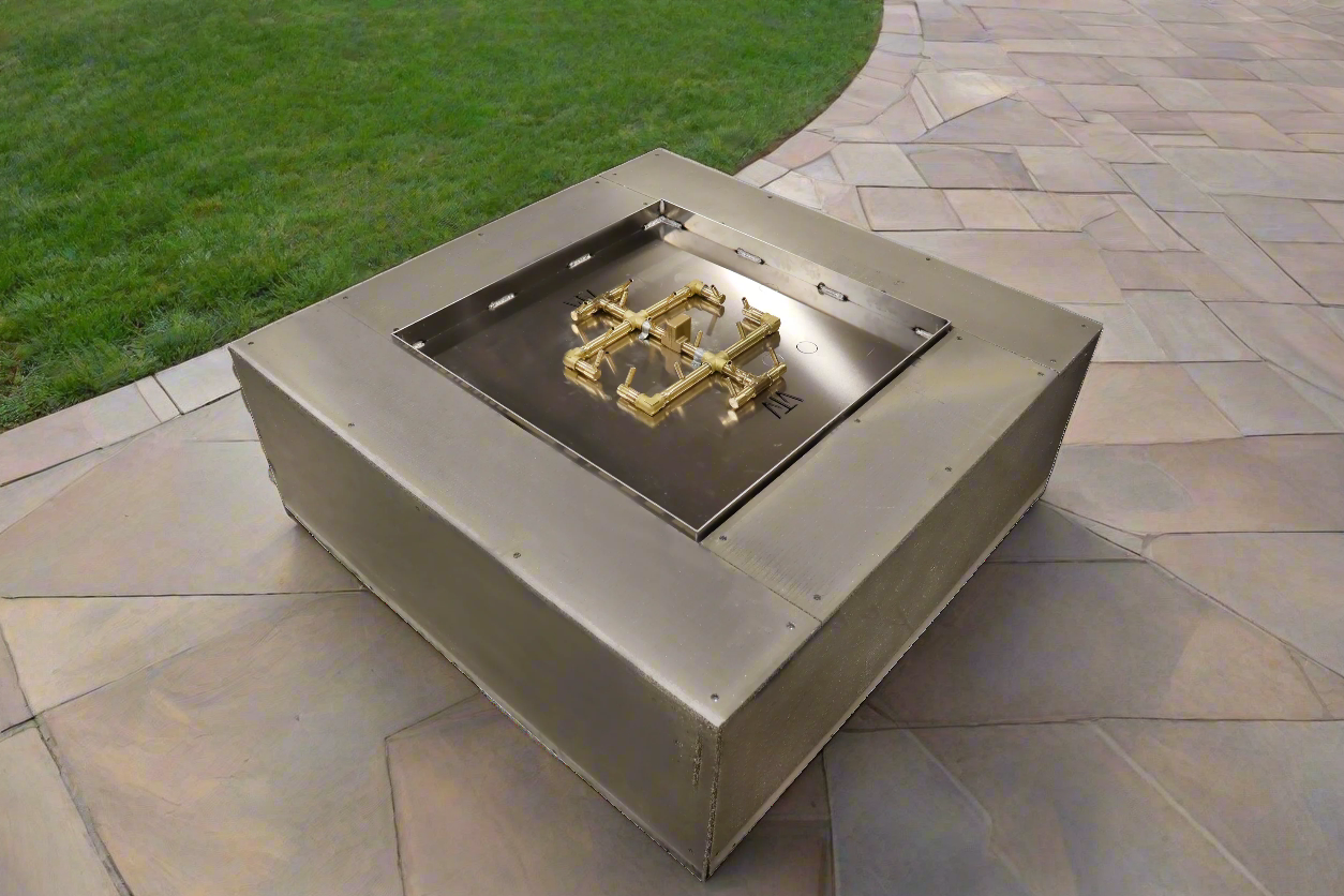 Warming Trends 48"x48" Square Ready to Finish Fire pit Kit 180,000 BTU CROSSFIRE® Burner and WATERSTOP® Fitting