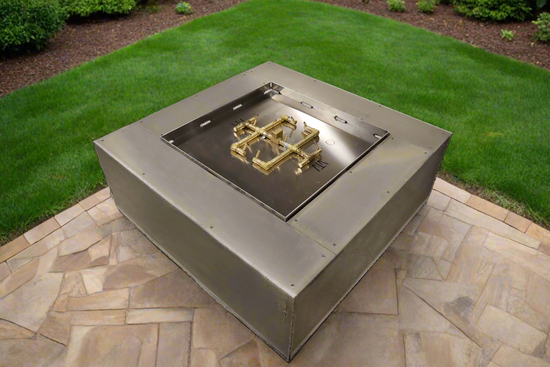 Warming Trends 54"x54" Square Ready to Finish Fire pit Kit 290,000 BTU CROSSFIRE® Burner and WATERSTOP® Fitting