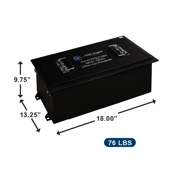AIMS Power Golf Cart 105AH Lithium Battery 105AH 48V 5.3 kWh with Charger and Wiring kit - Reliable Energy for Your Adventures