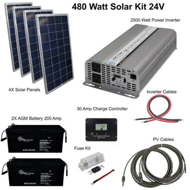 AIMS Power 480W Solar Kit with 2500W Inverter and 200Ah Batteries Ultimate OffGrid Solution complete system with all essential components and accessories for comprehensive renewable energy systems