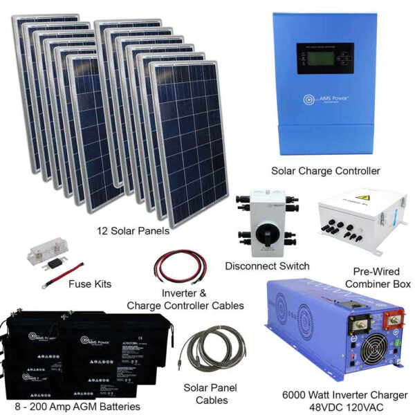AIMS Power 3960W Solar Kit with 6000W Inverter Charger - Ultimate Off-Grid Power Solution