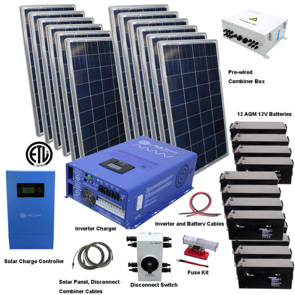 AIMS Power 3960W Solar Kit with 12000W Inverter Charger - Off-Grid Power Solution