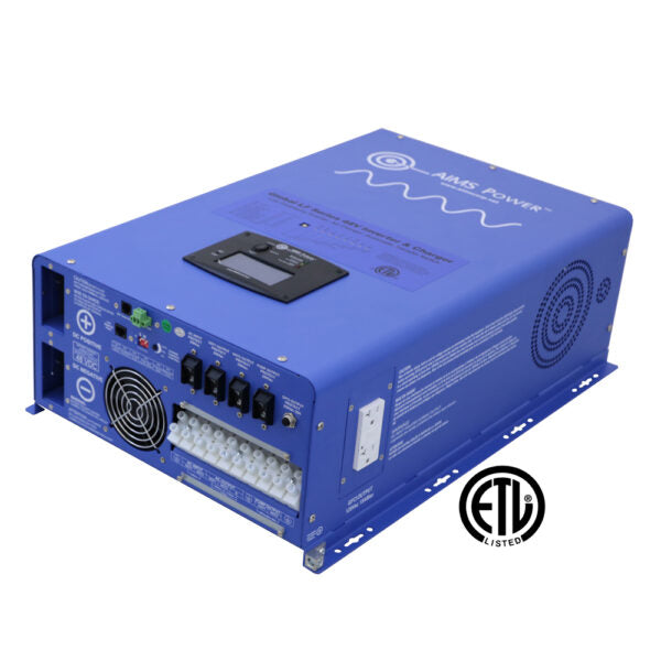 AIMS Power 8000 Watt Pure Sine Inverter Charger 48 Vdc / 240Vac Input & 120/240Vac Split Phase Output ETL Listed to UL 1741 - Reliable Backup Power