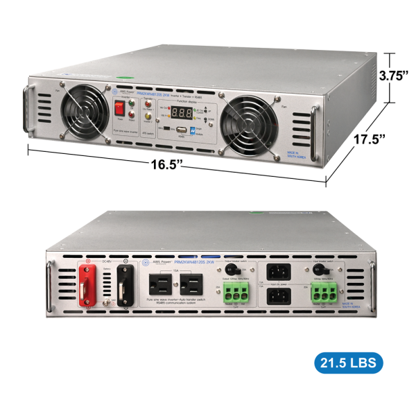 AIMS Power 2000 Watt NEGATIVE 48 Volt Rack Mount Inverter To 120 Volt AC – 2U (-48V) - Reliable Backup Power